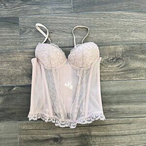 philippe matignon bustier blush pink /purple size 32 Lace Sheer